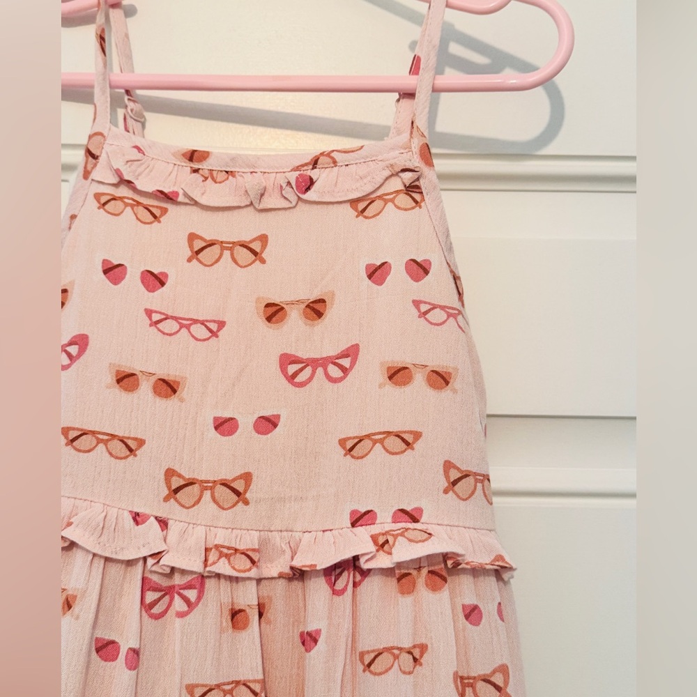 Girls' Pink Sunglasses Print Sundress 😎